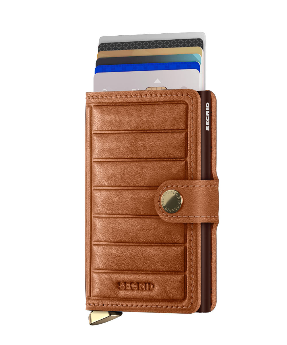 Premium Miniwallet Emboss Lines Cognac