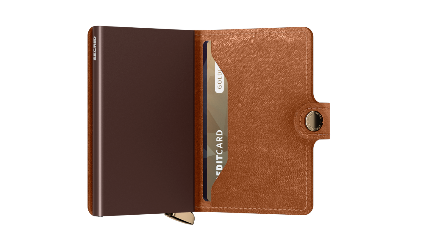 Premium Miniwallet Emboss Lines Cognac