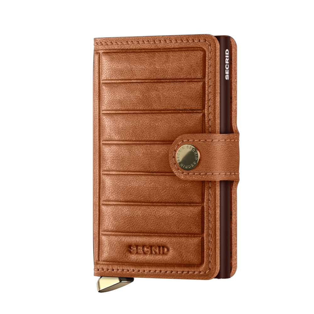 Premium Miniwallet Emboss Lines Cognac