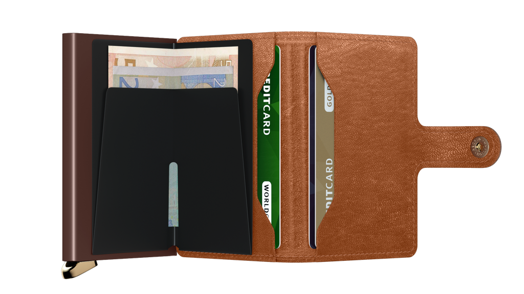 Premium Miniwallet Emboss Lines Cognac+