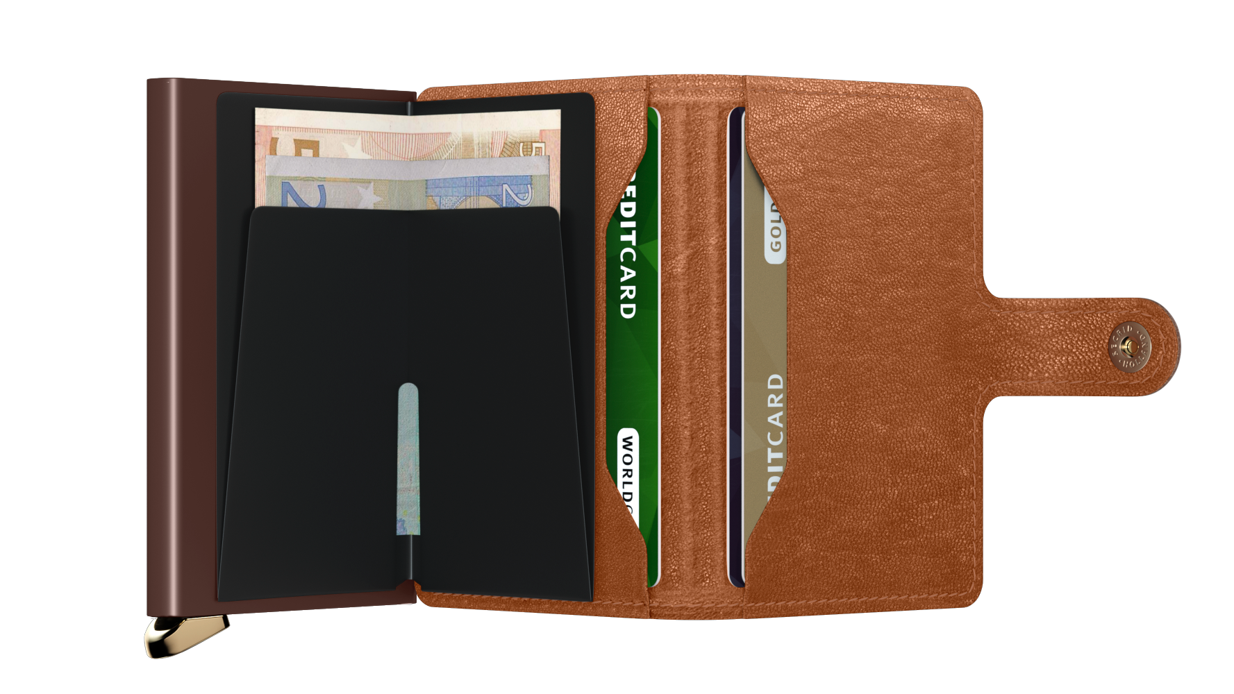 Premium Miniwallet Emboss Lines Cognac+