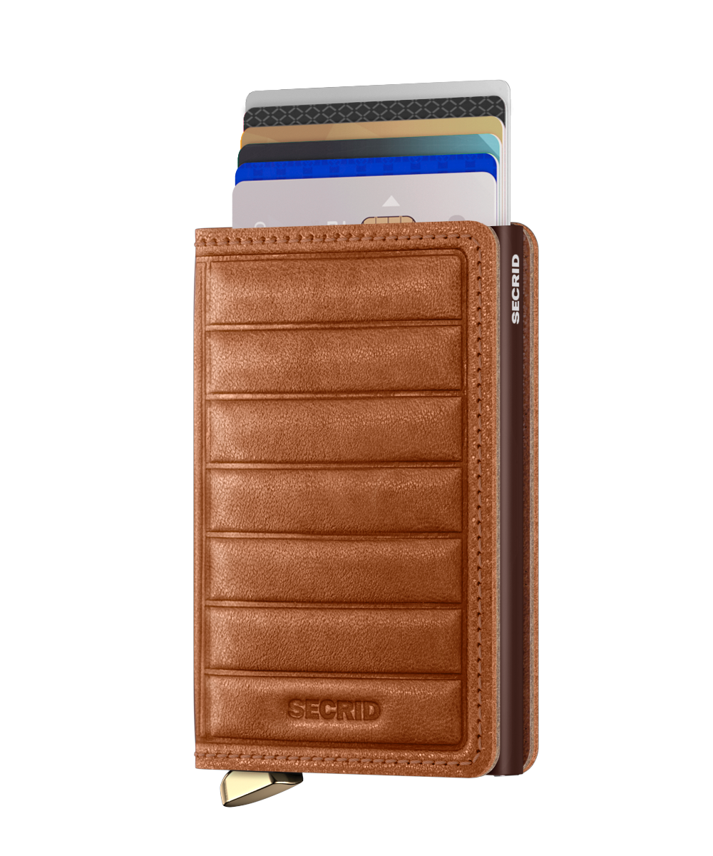 Premium Slimwallet Emboss Lines Cognac