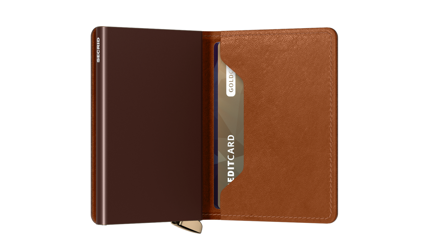 Premium Slimwallet Emboss Lines Cognac