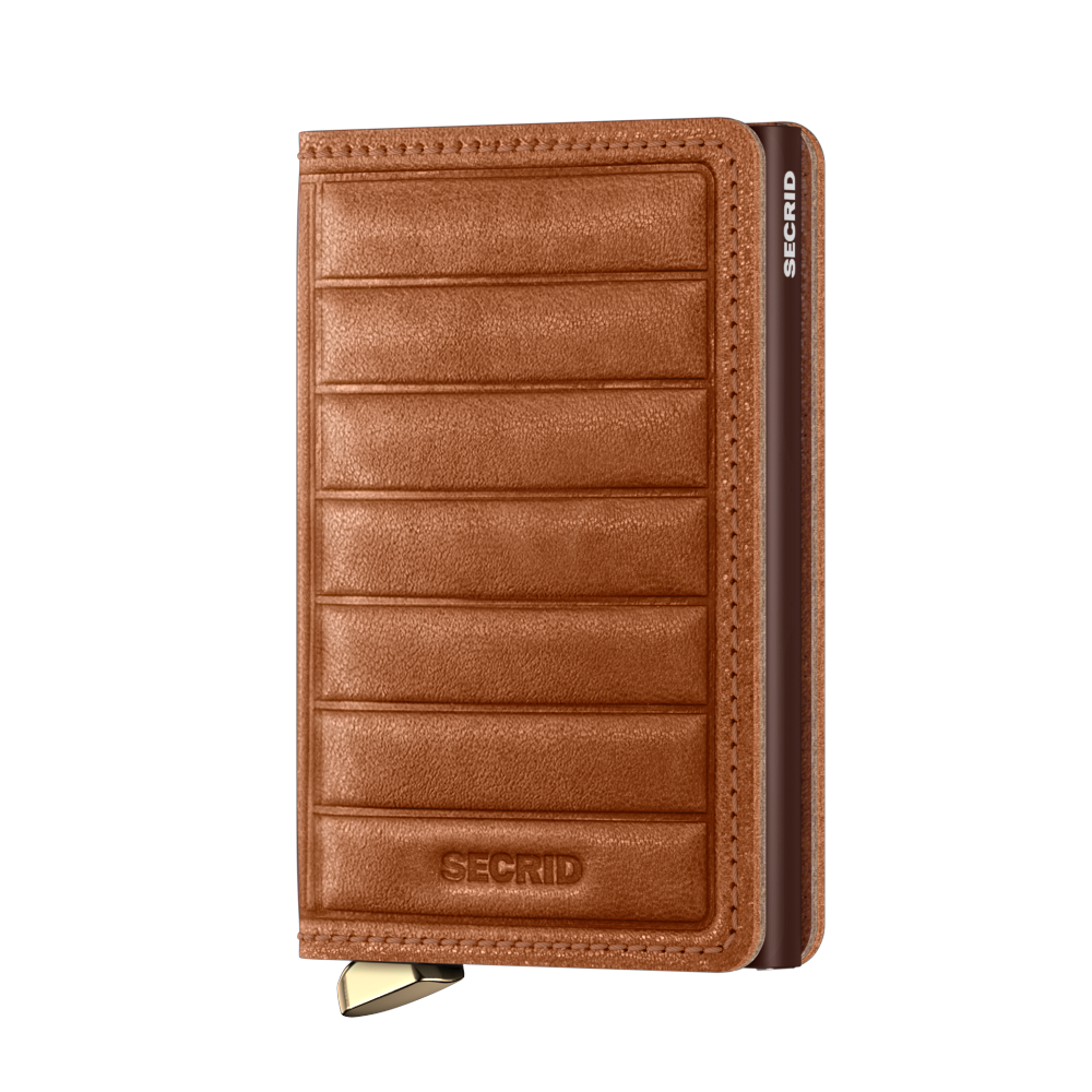 Premium Slimwallet Emboss Lines Cognac