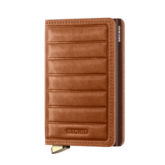 Premium Slimwallet Emboss Lines Cognac