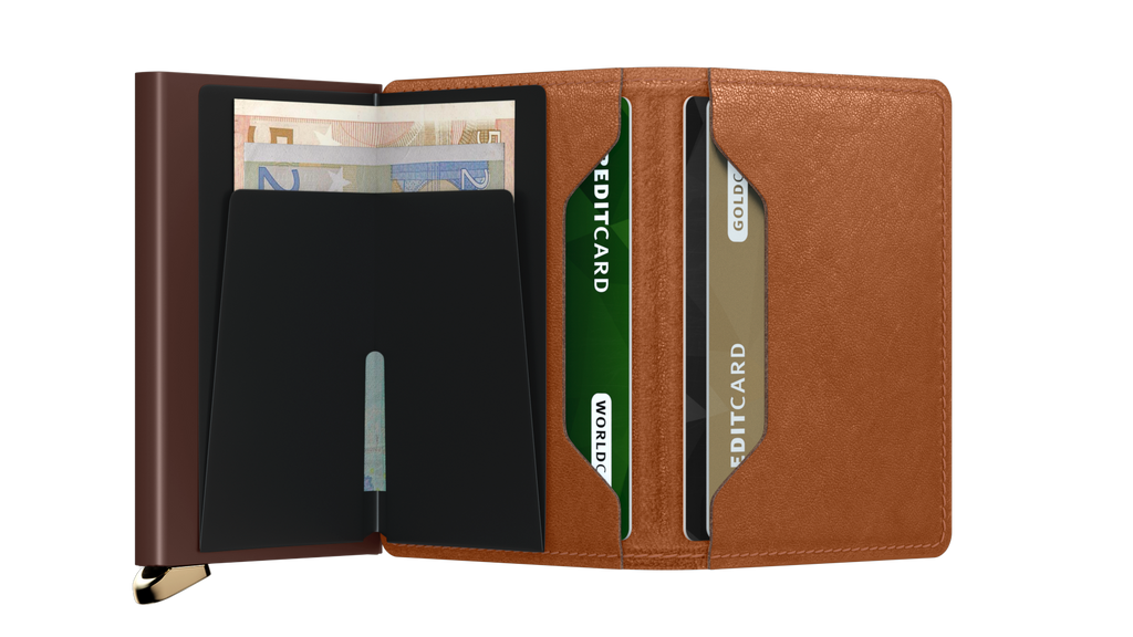 Premium Slimwallet Emboss Lines Cognac
