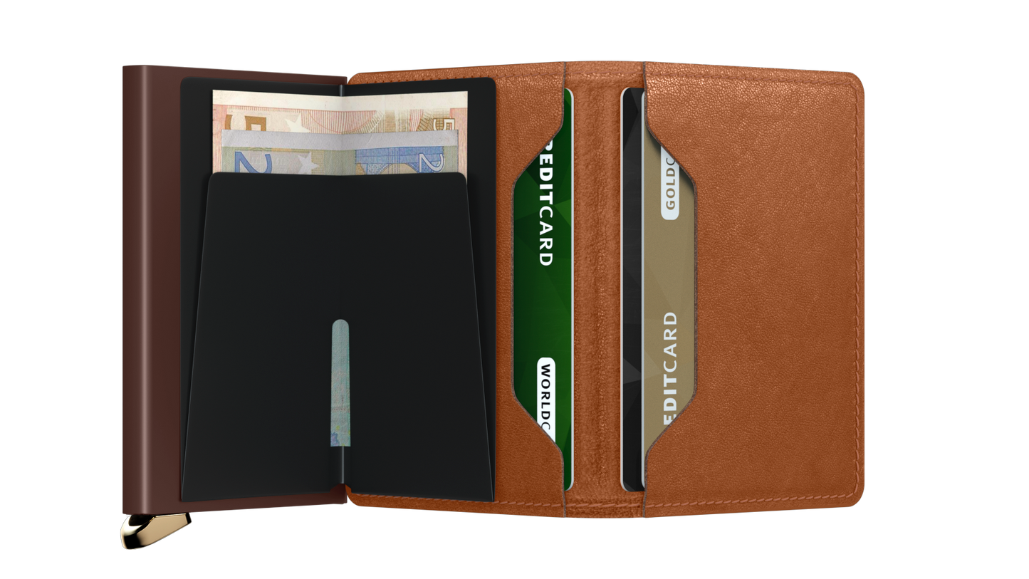 Premium Slimwallet Emboss Lines Cognac