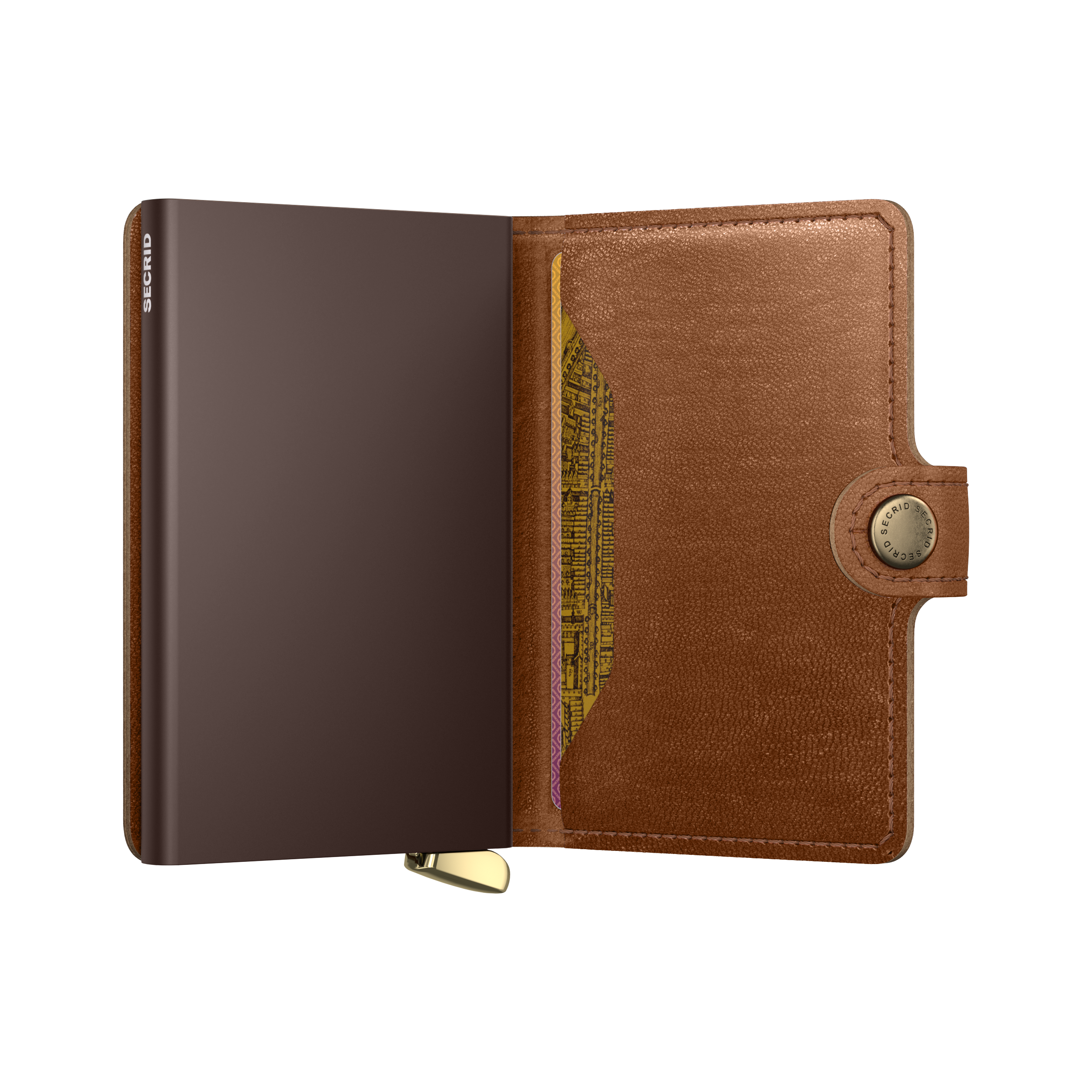 Premium Miniwallet Emboss Lines Cognac+