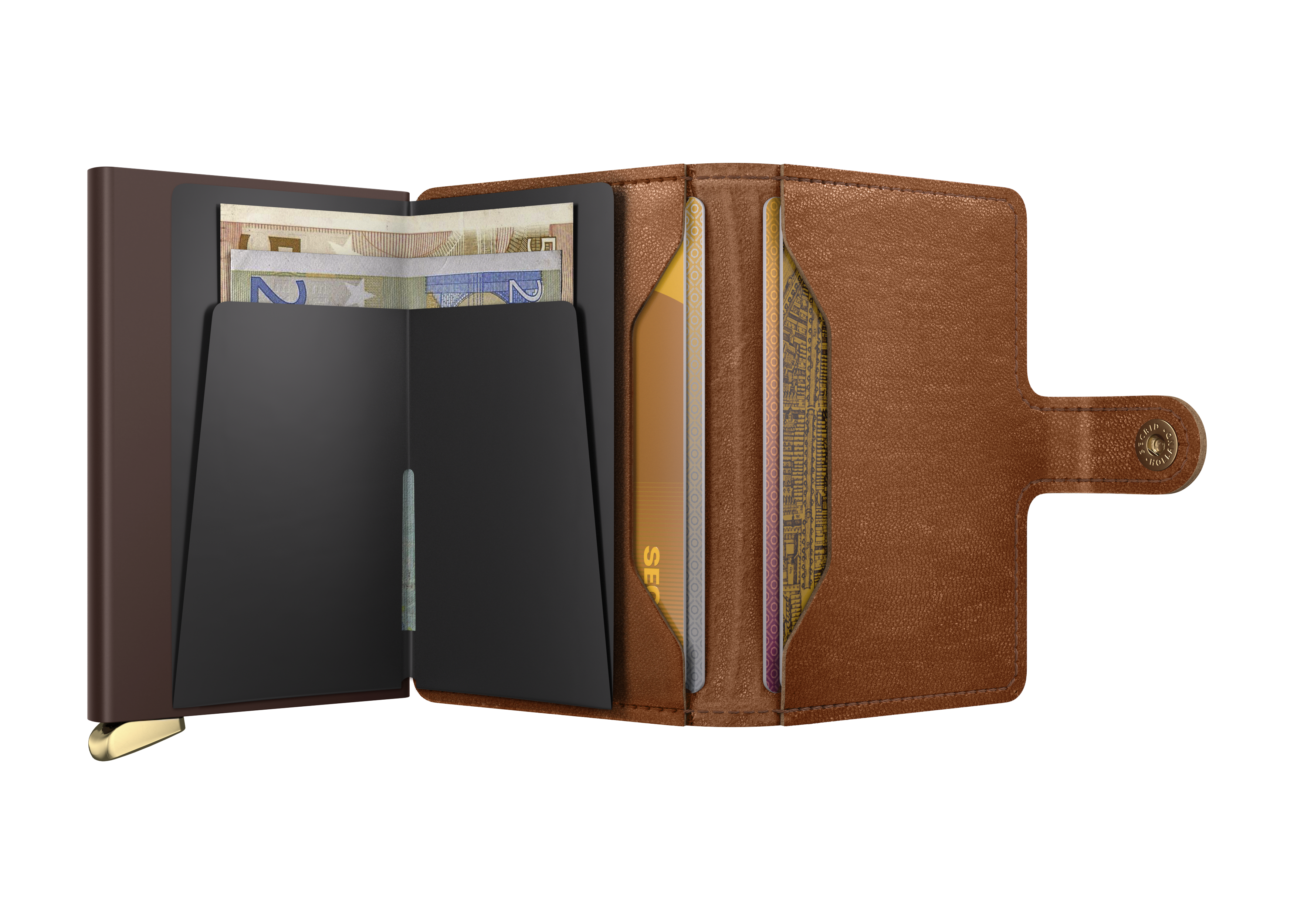 Premium Miniwallet Emboss Lines Cognac+