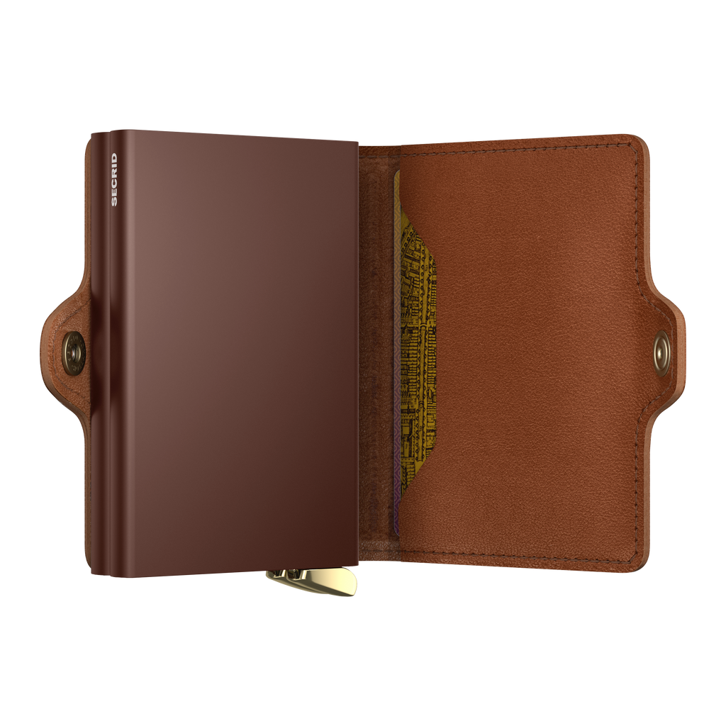 Premium Twinwallet Emboss Lines Cognac+