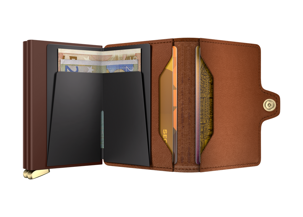 Premium Twinwallet Emboss Lines Cognac+