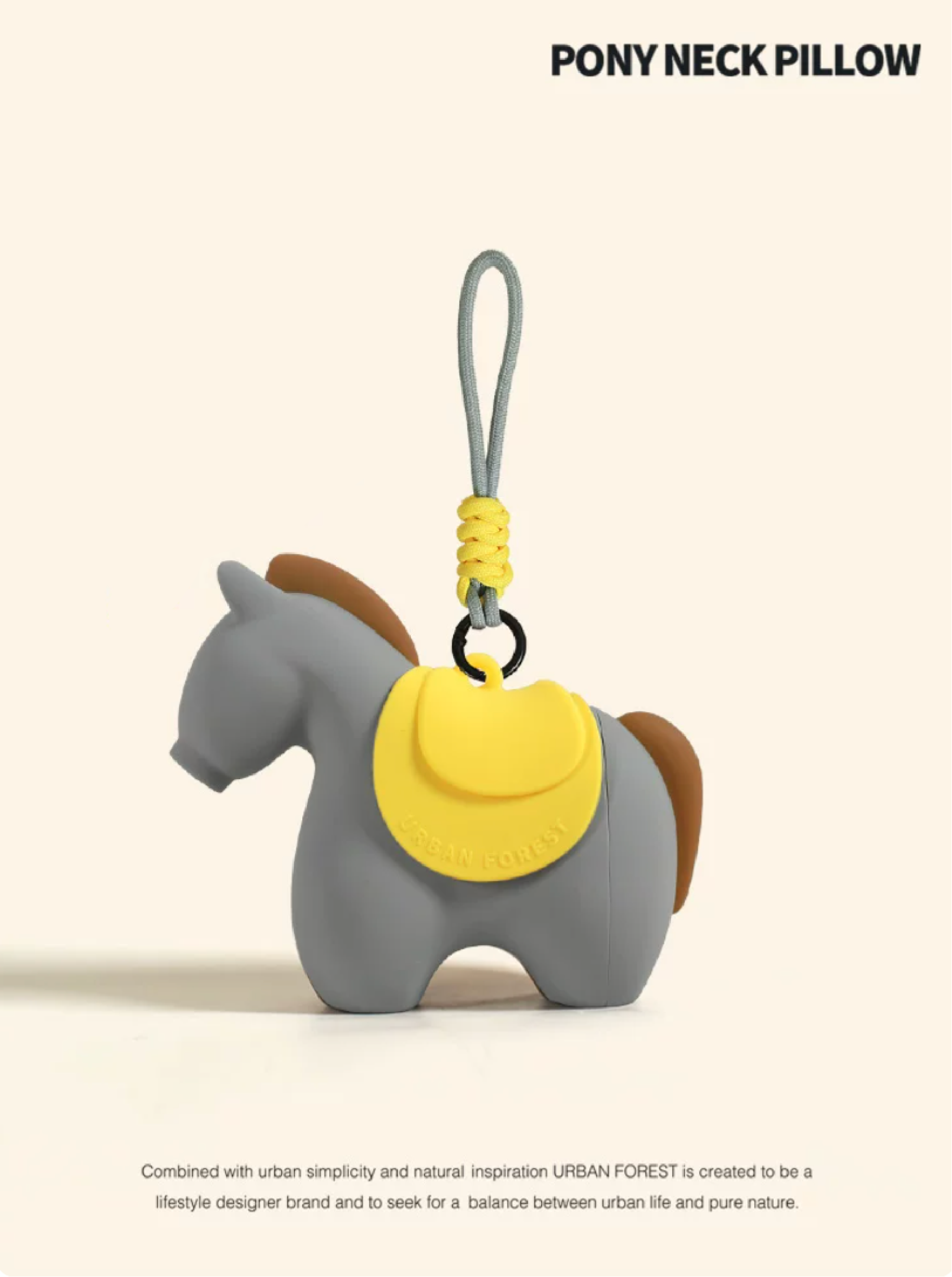Urban Forest Neck Pillow 小馬掛飾充氣頸枕 灰黃色