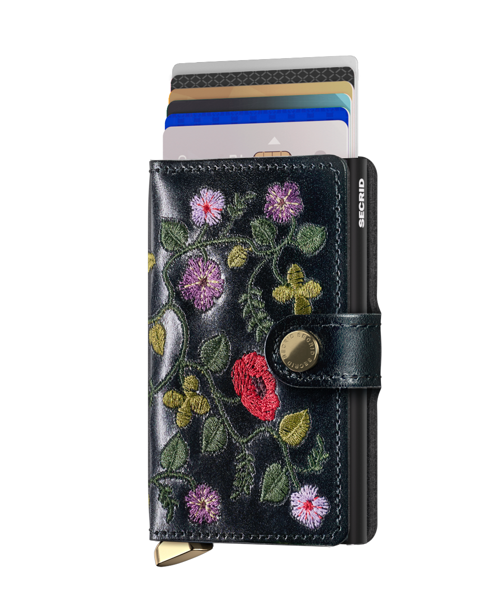 Premium Miniwallet Stitch Floral Black