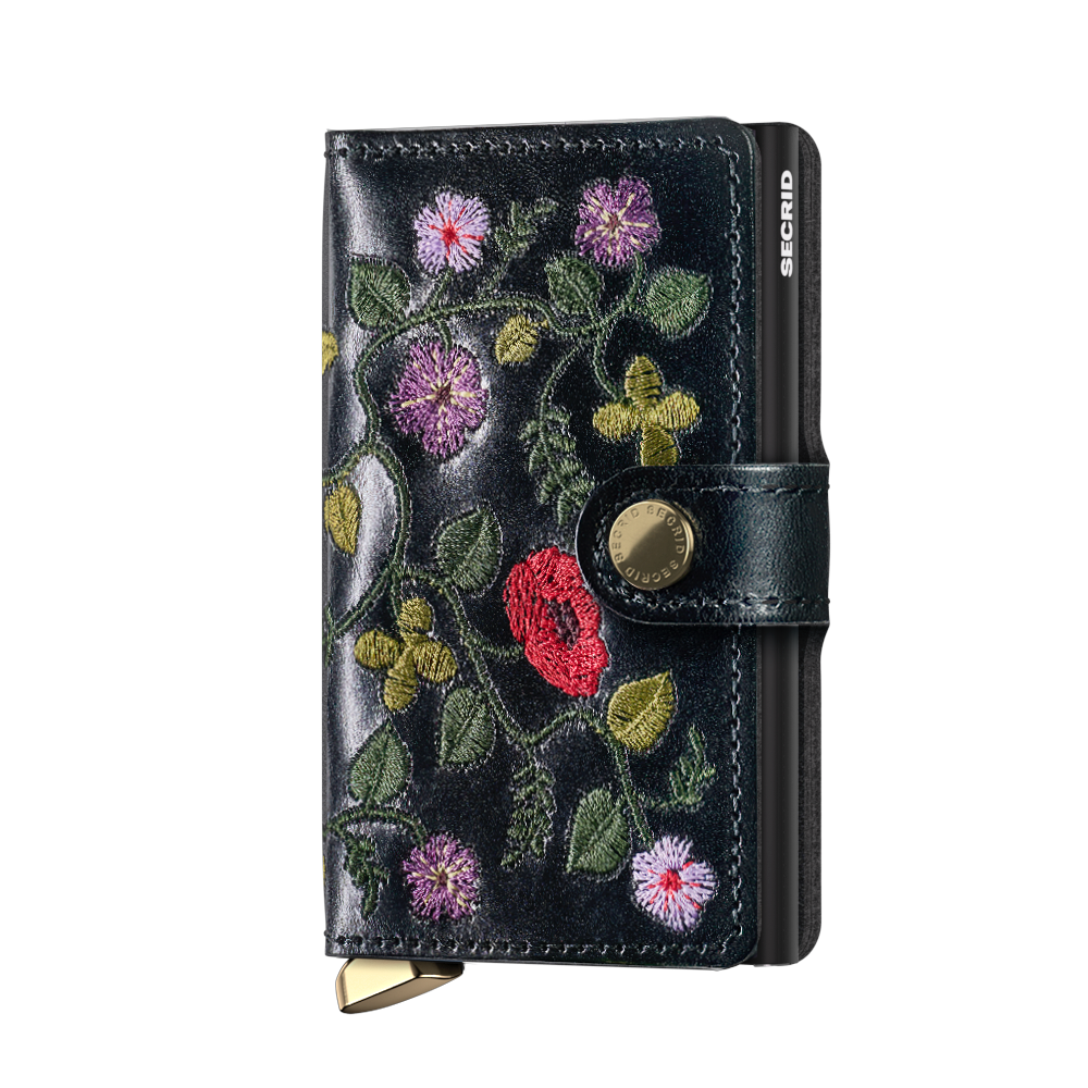 Premium Miniwallet Stitch Floral Black