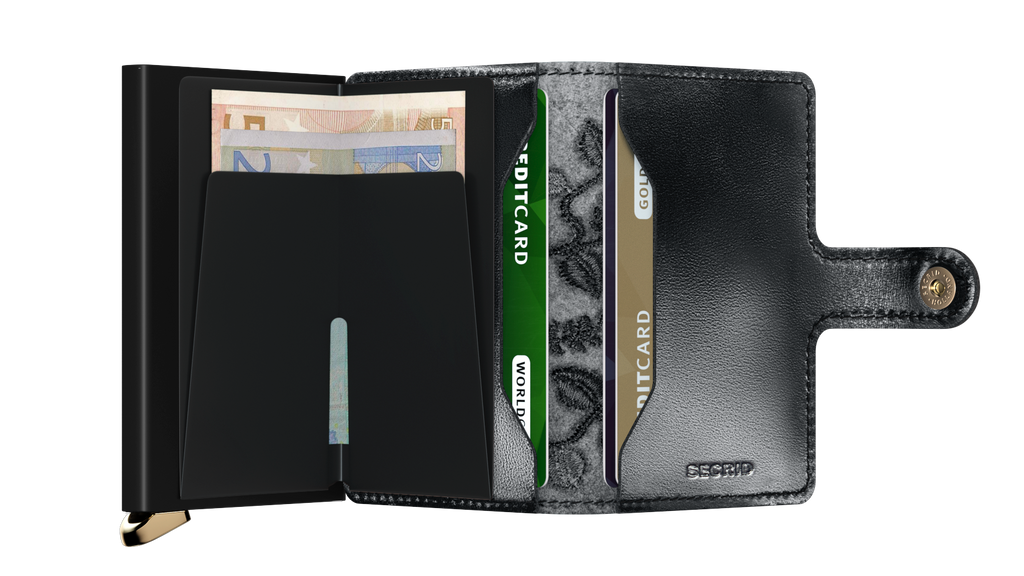 Premium Miniwallet Stitch Floral Black