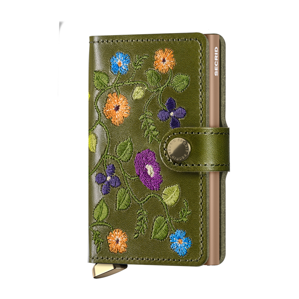 Premium Miniwallet Stitch Floral Olive