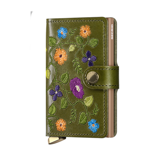 Premium Miniwallet Stitch Floral Olive