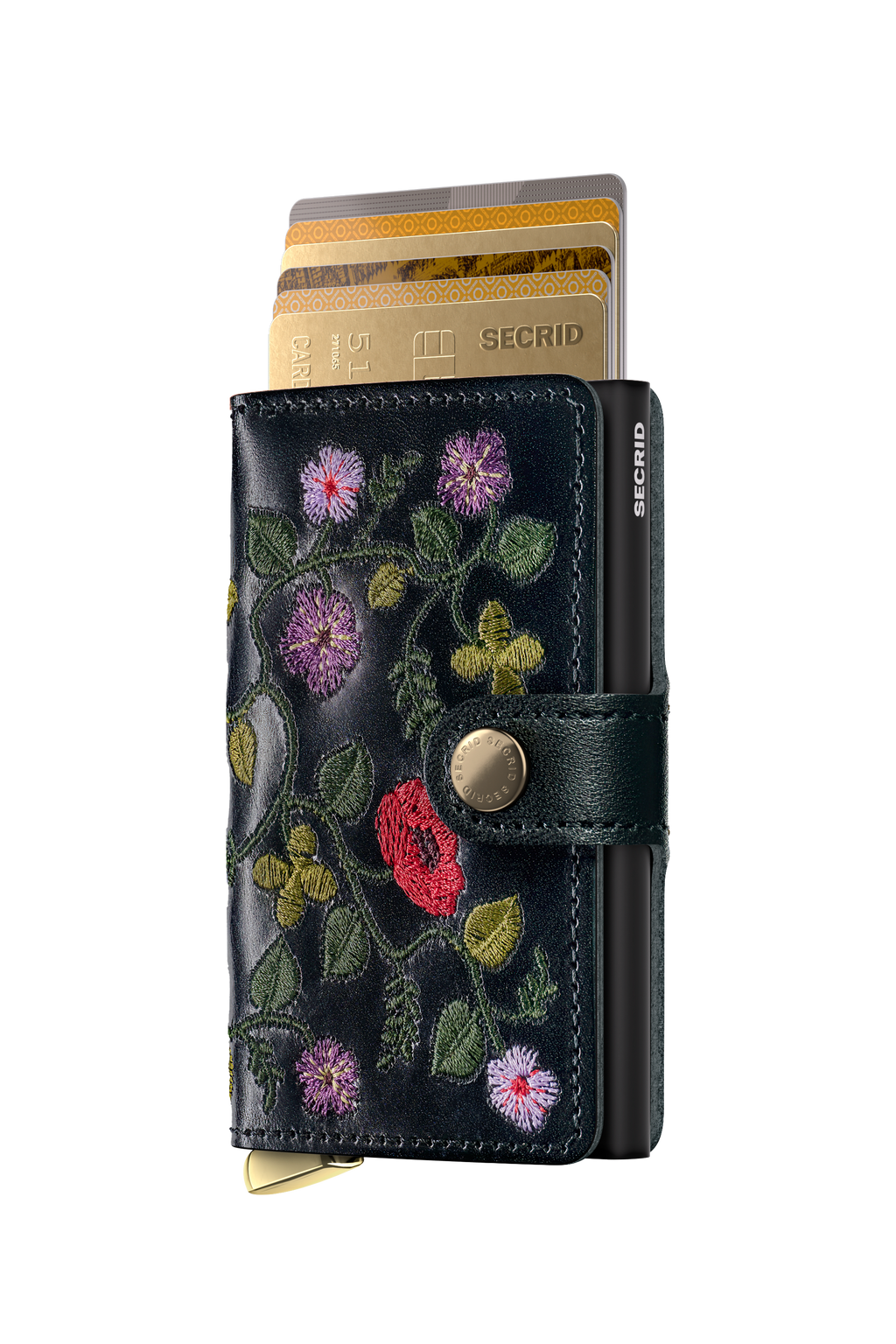 Premium Miniwallet Stitch Floral Black+