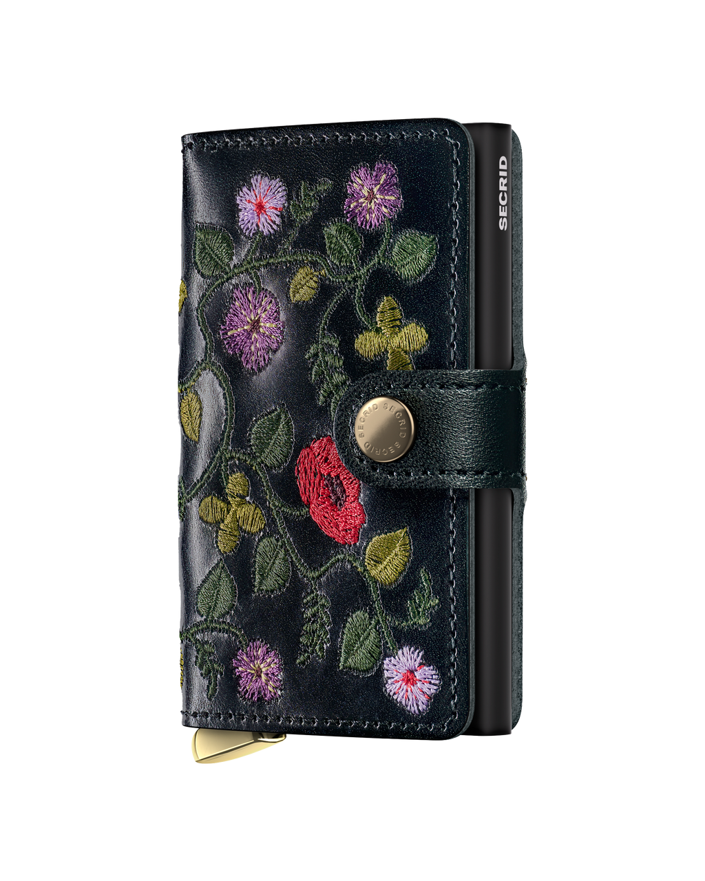 Premium Miniwallet Stitch Floral Black+