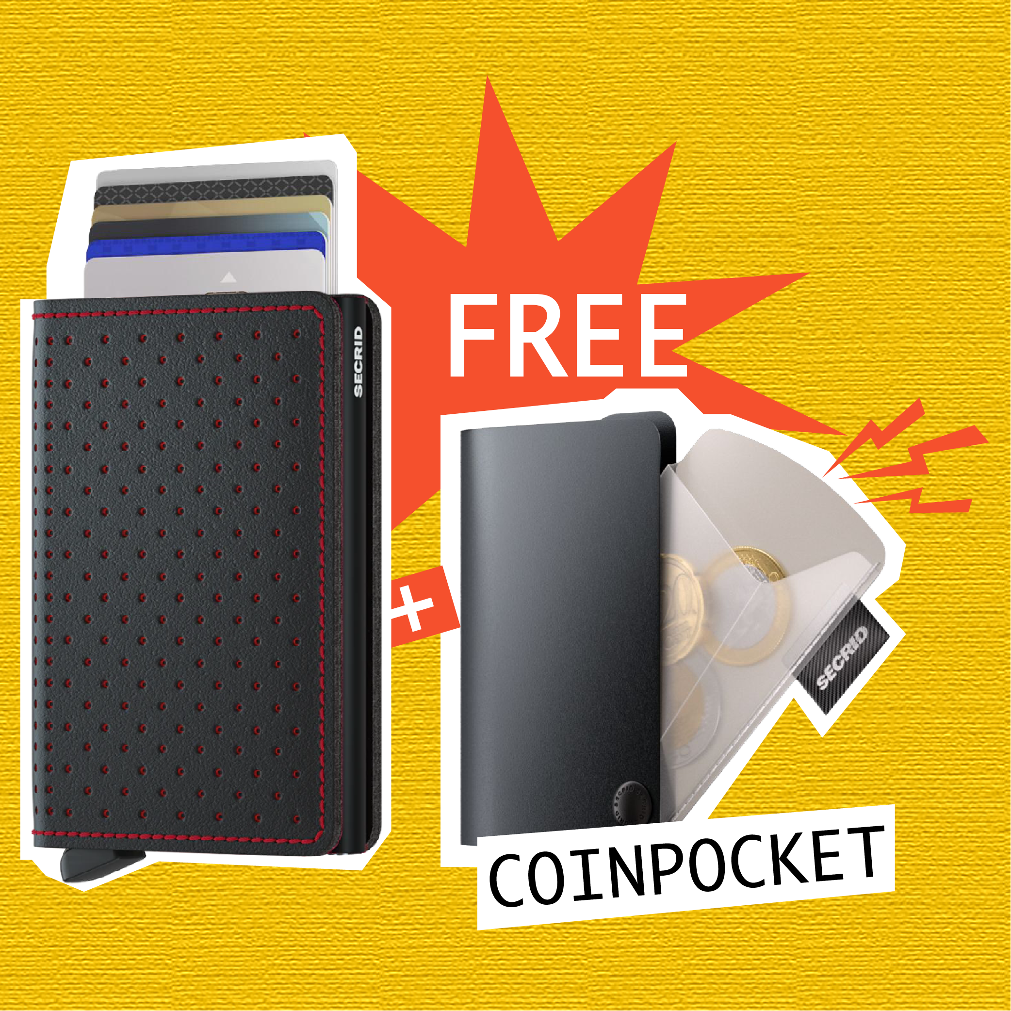 【 Slimwallet 限時優惠 】Perforated Black Red 送 Coinpocket 一個