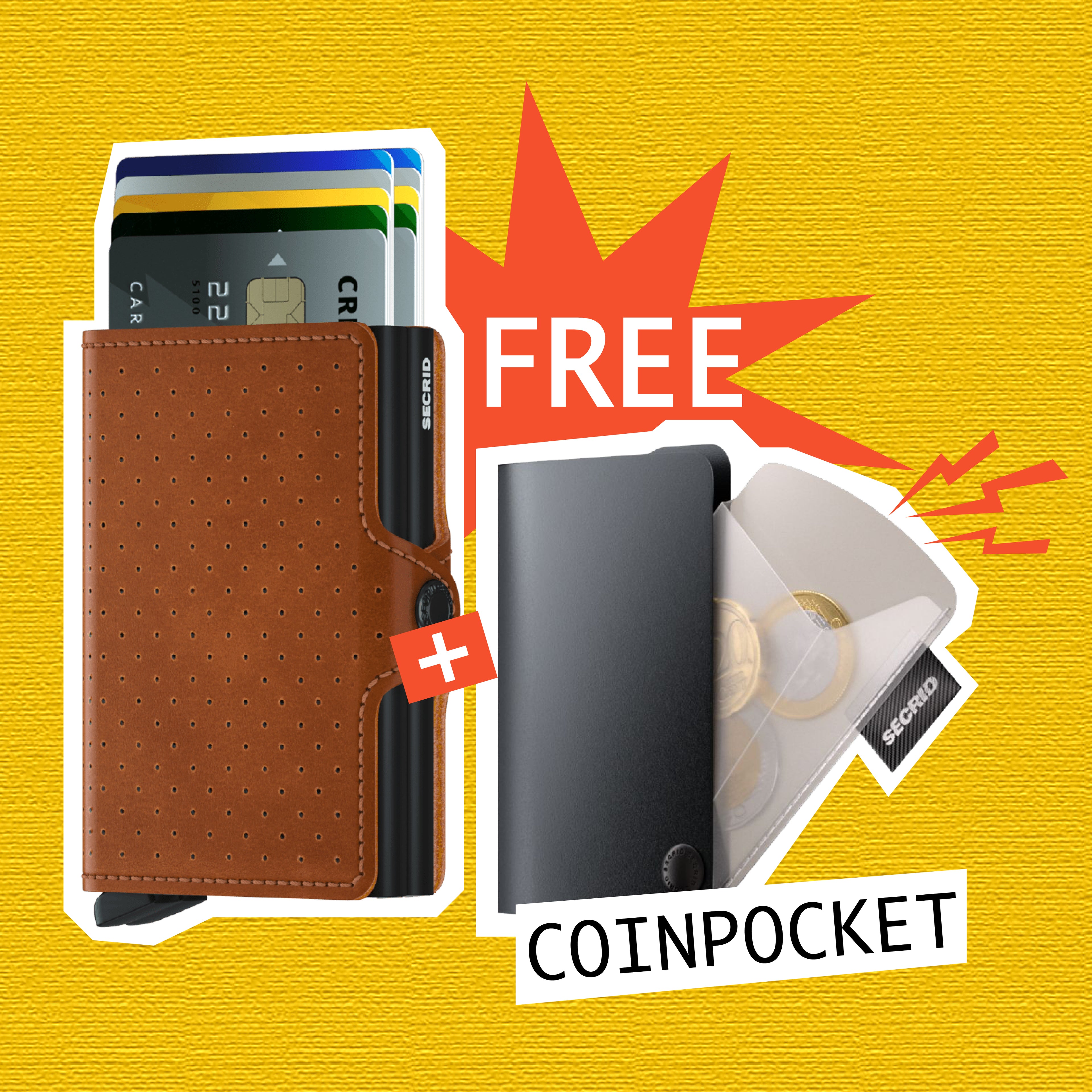 【 Twinwallet 限時優惠 】Perforated Cognac 送 Coinpocket 一個