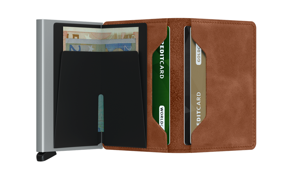 Slimwallet Vintage Cognac Silver