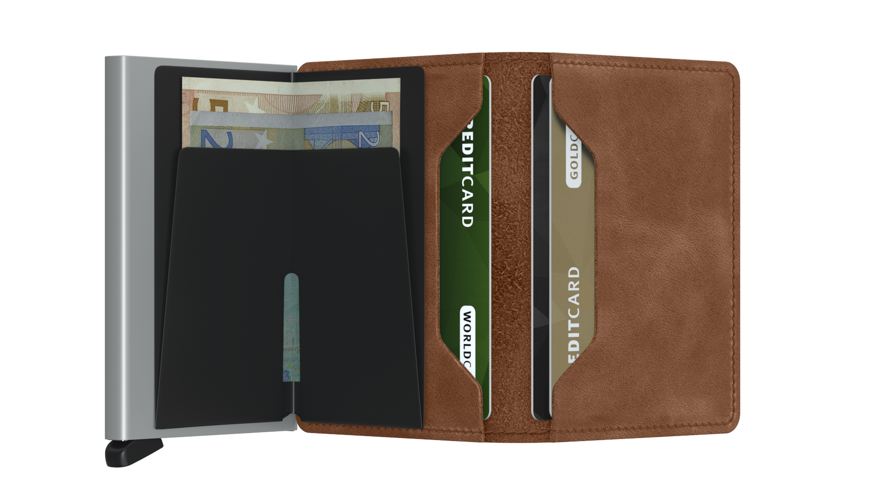 Slimwallet Vintage Cognac Silver