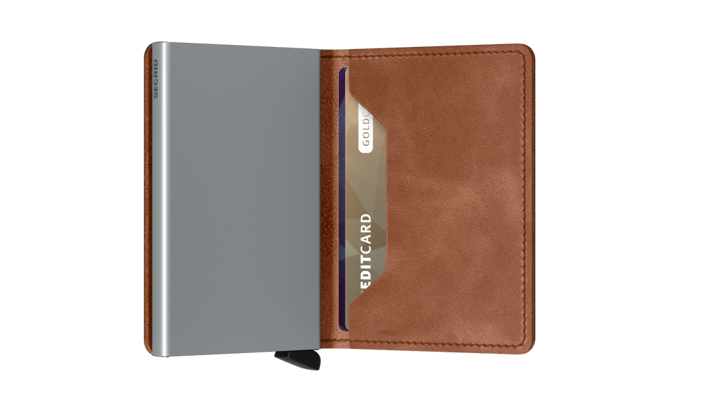 Slimwallet Vintage Cognac Silver