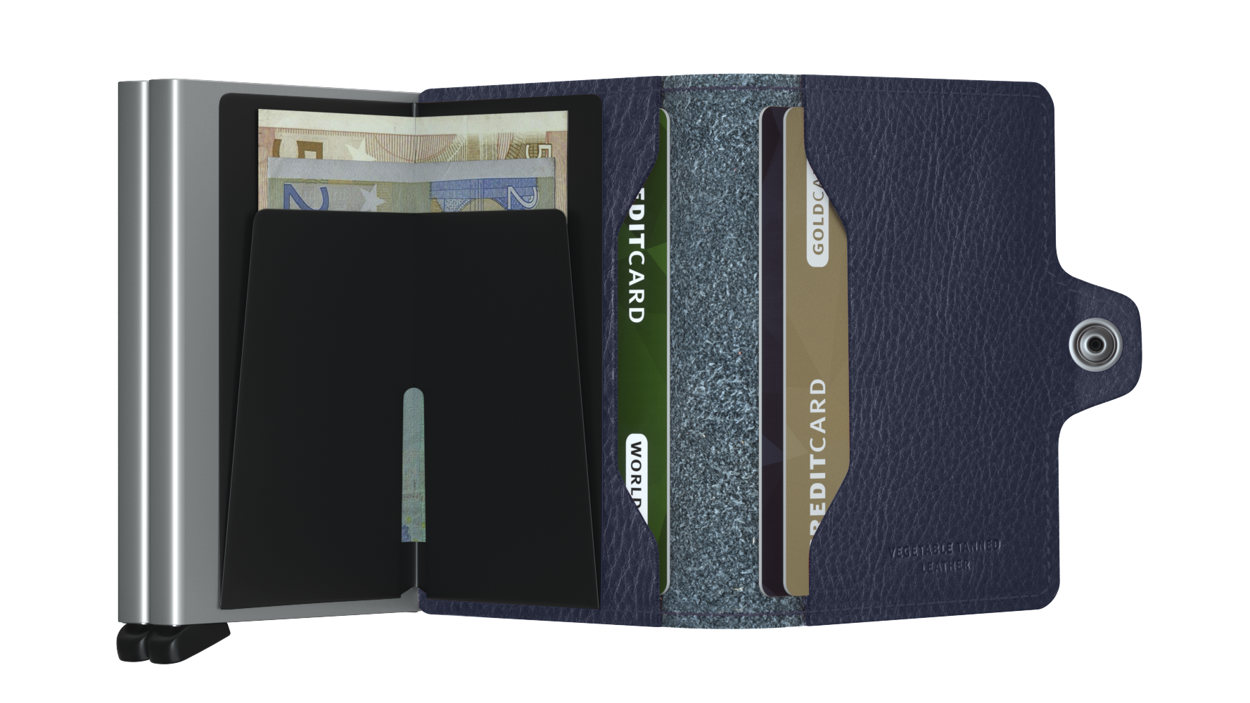 Twinwallet Veg Navy Silver